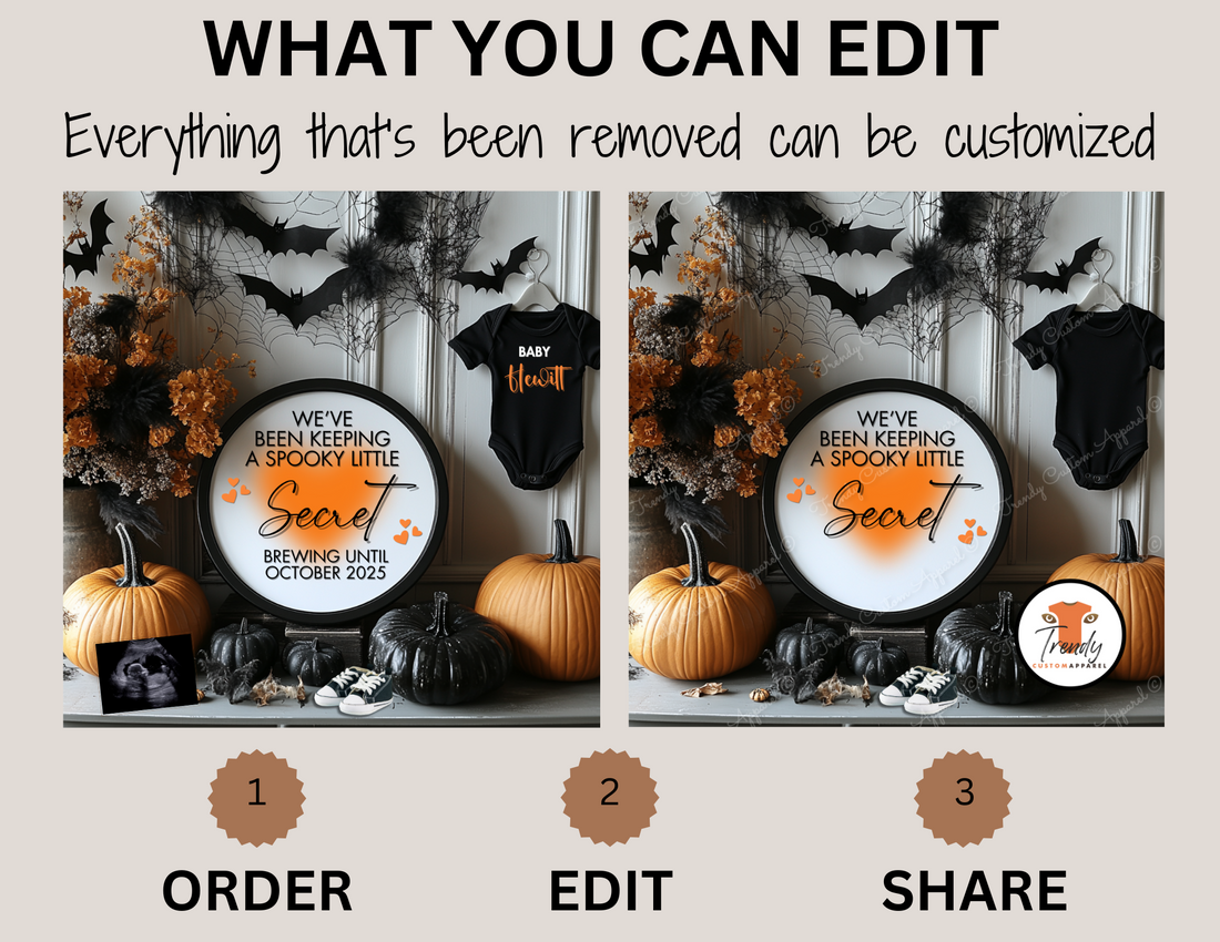 Digital Pregnancy Announcement, Keeping a Spooky Little Secret, Customizable Halloween Themed, Personalized Editable Template