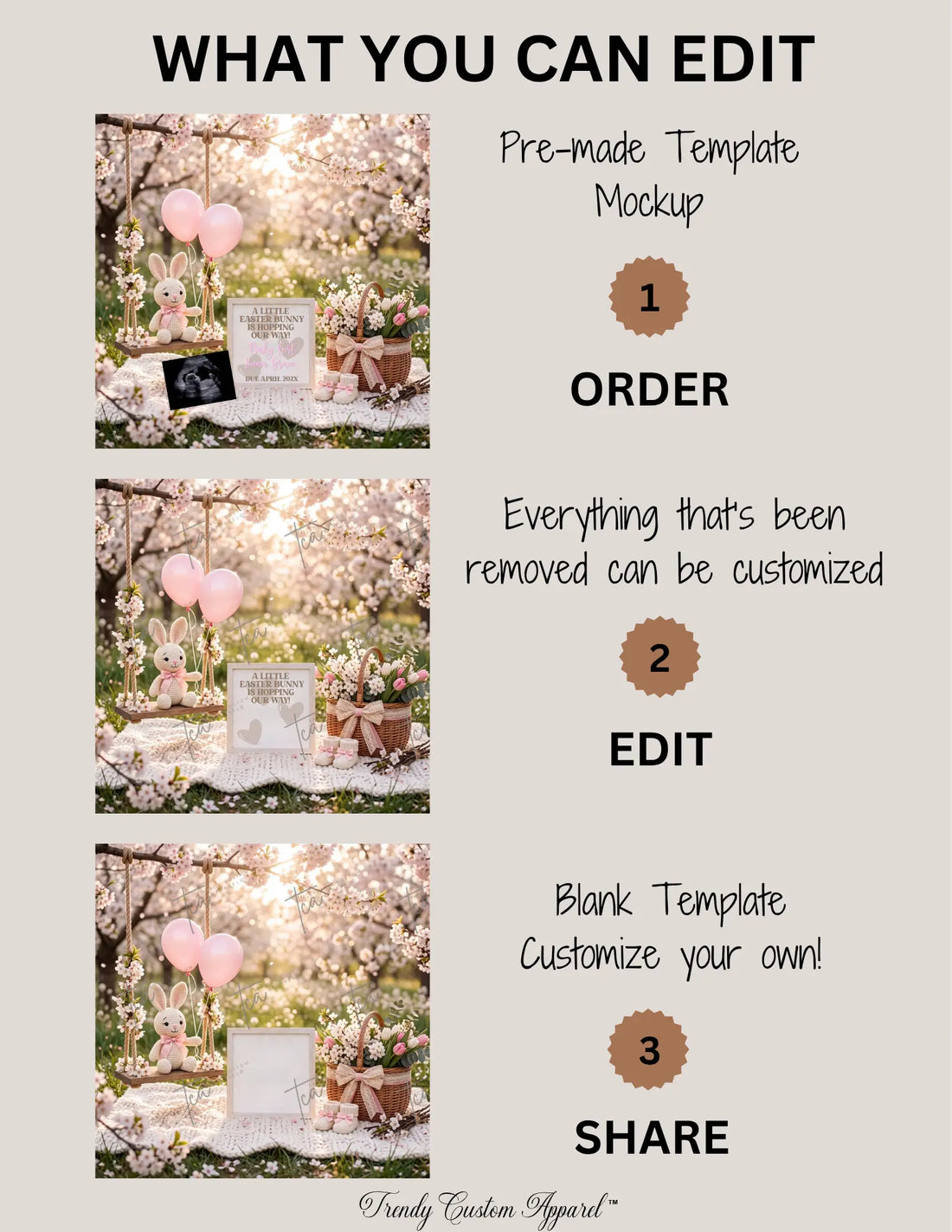 A Little Easter Bunny Is Hopping Our Way Baby Girl Pregnancy Announcement | Digital Canva Template | Pink Spring Baby Reveal | Instant Download TrendyCustomApparel™