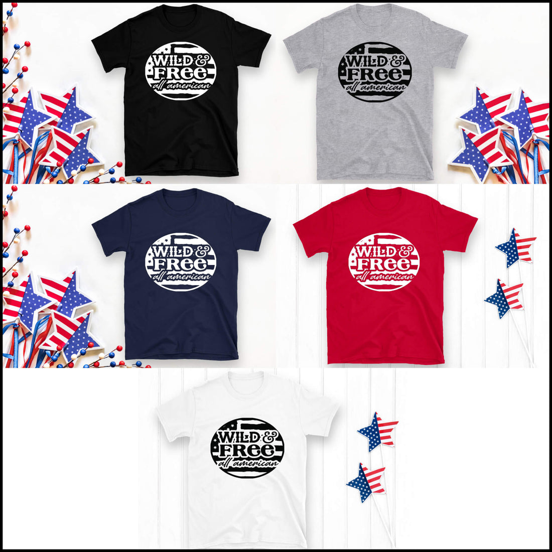 America - Wild & Free All American Unisex Graphic Print T-Shirt / Sweatshirt