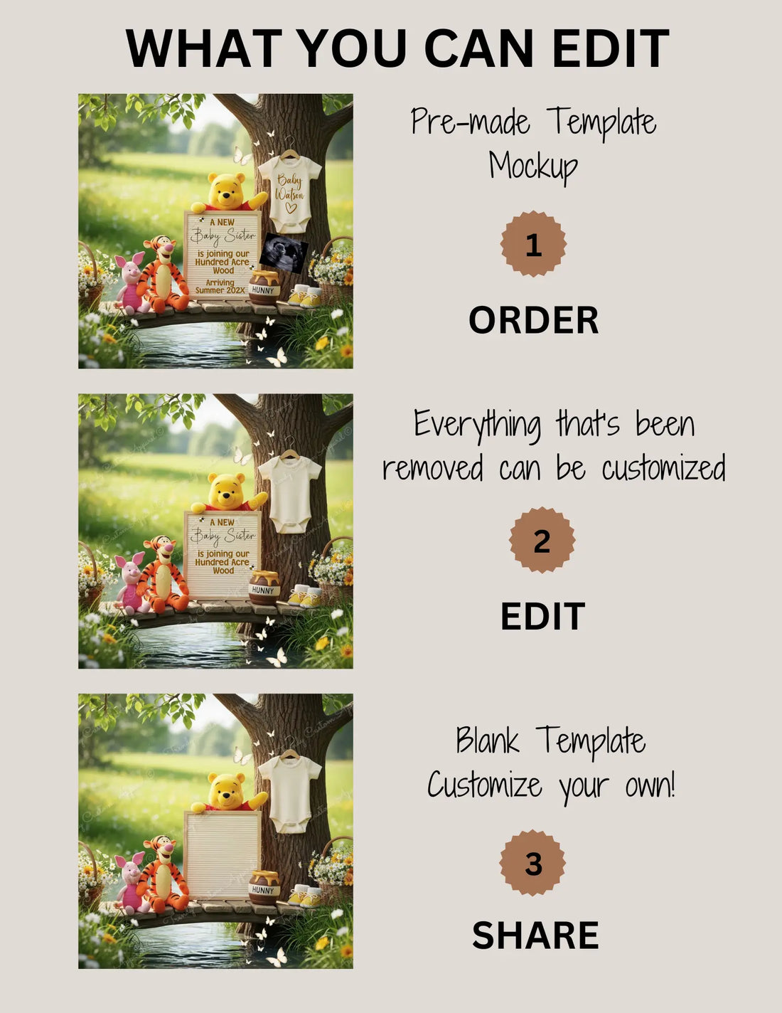 A New Baby Sister Pregnancy Announcement, Disney Winnie the Pooh Baby Reveal, It's A Girl Template - TrendyCustomApparel™