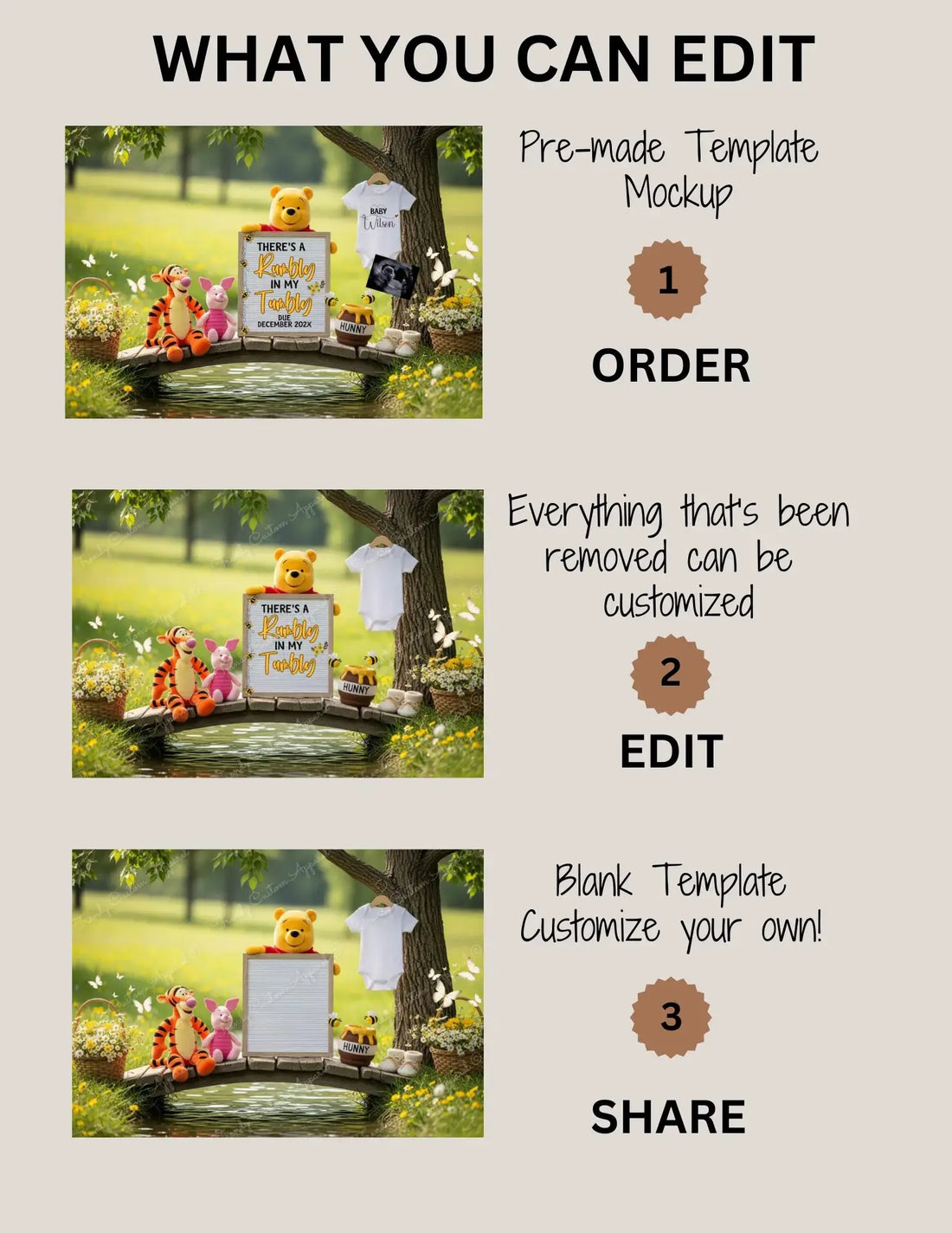 There’s a Rumbly in my Tumbly Pregnancy Announcement | Winnie the Pooh Baby Reveal | Disney Template TrendyCustomApparel™