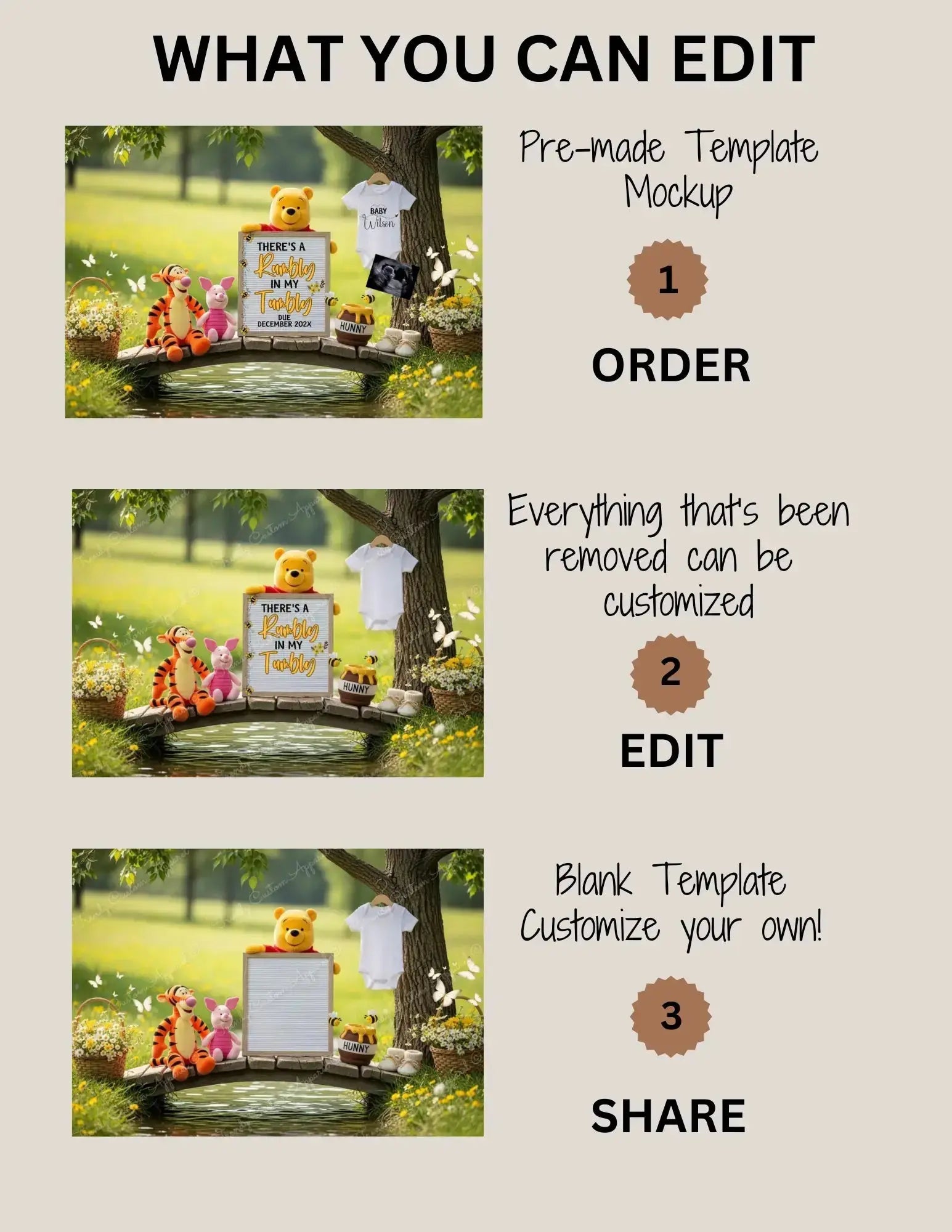 There’s a Rumbly in my Tumbly Pregnancy Announcement | Winnie the Pooh Baby Reveal | Disney Template TrendyCustomApparel™