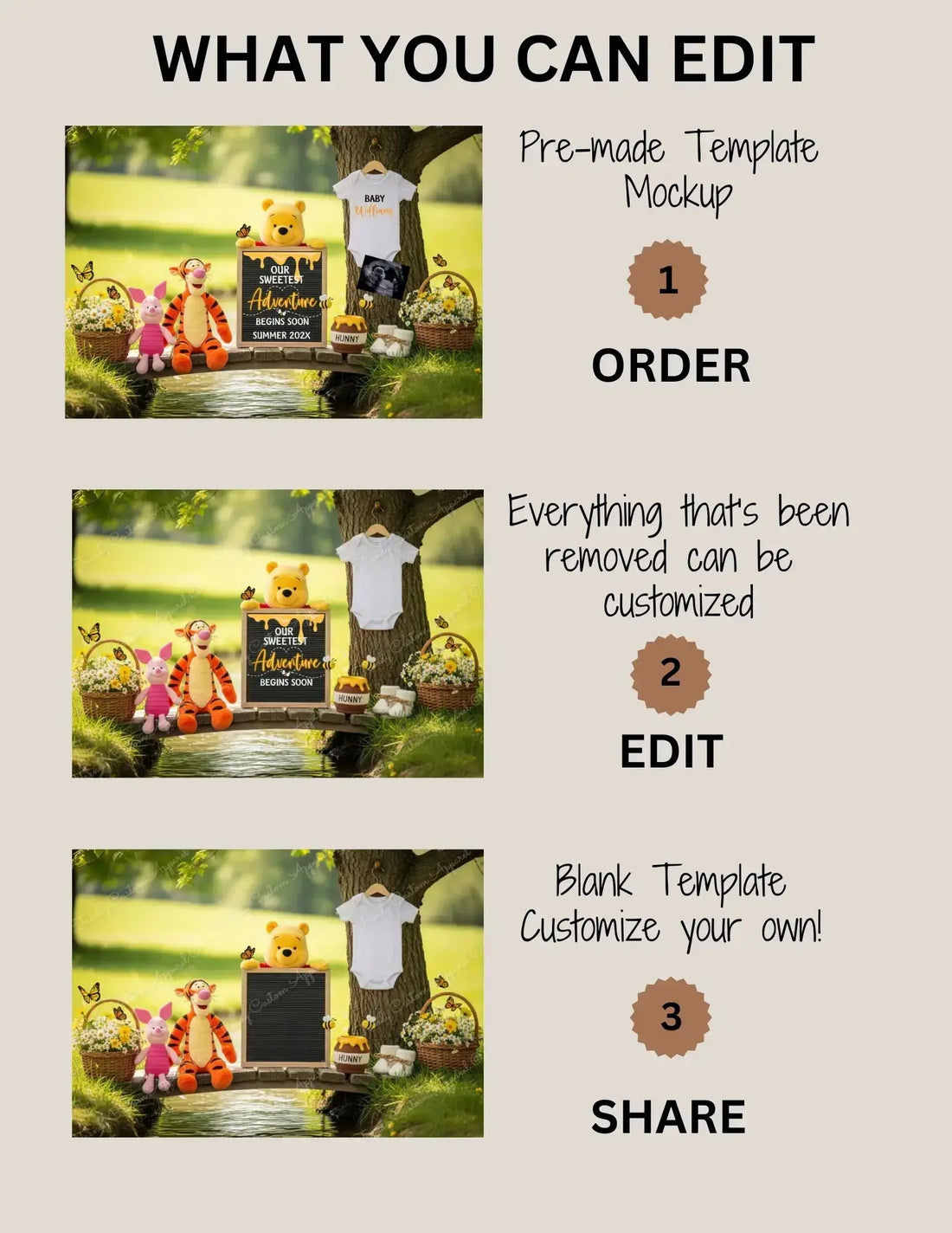 Our Sweetest Adventure Pregnancy Announcement | Winnie the Pooh Baby Reveal | Disney Template TrendyCustomApparel™