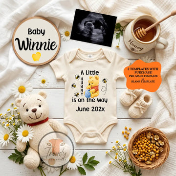 Disney Winnie the Pooh Baby Reveal Digital Editable Template, Little Hunny Canva Instant Download TrendyCustomApparel™