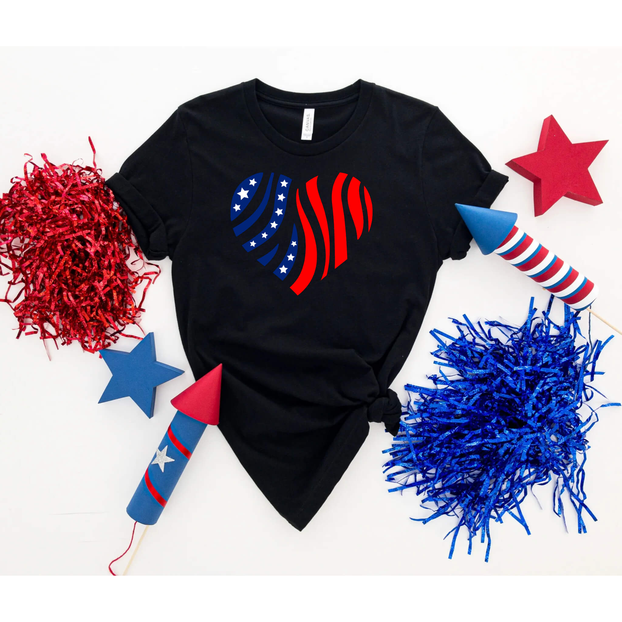 4th of July – Zebra Print Stars & Stripes Flag Patriotic Graphic Print Women’s T-Shirt / Tank Top