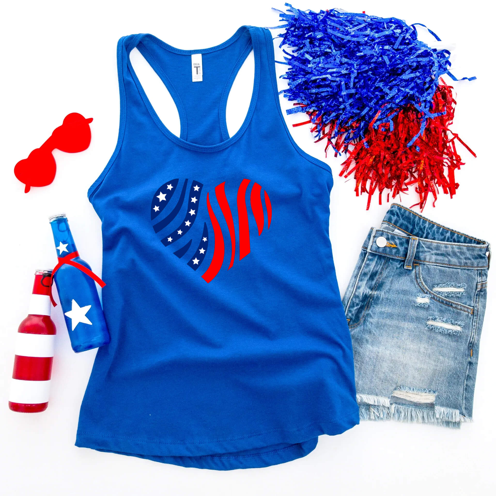 4th of July – Zebra Print Stars & Stripes Flag Patriotic Graphic Print Women’s Tank Top