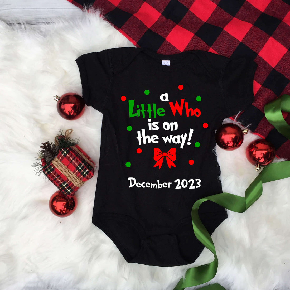 Personalized Pregnancy Announcement, A Little Who is One The Way, The Grinch Inspired, Christmas Pregnancy, December Pregnancy, Customized Baby Announcement Onesie