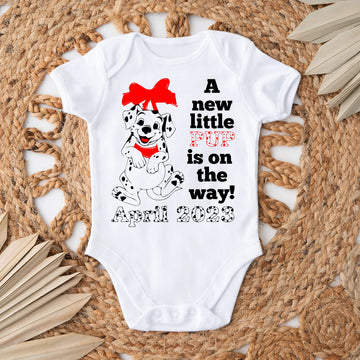 Personalized Pregnancy Announcement, A New Little Pup Is On The Way, 101 Dalmatians Inspired Customizable Onesie