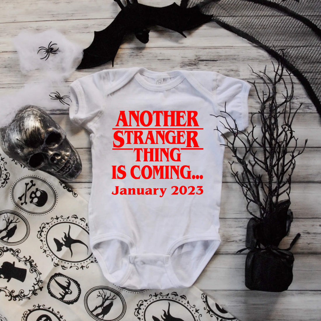 Personalized Pregnancy Announcement, Another Stranger Thing Is Coming, Stranger Things Inspired Customizable Onesie