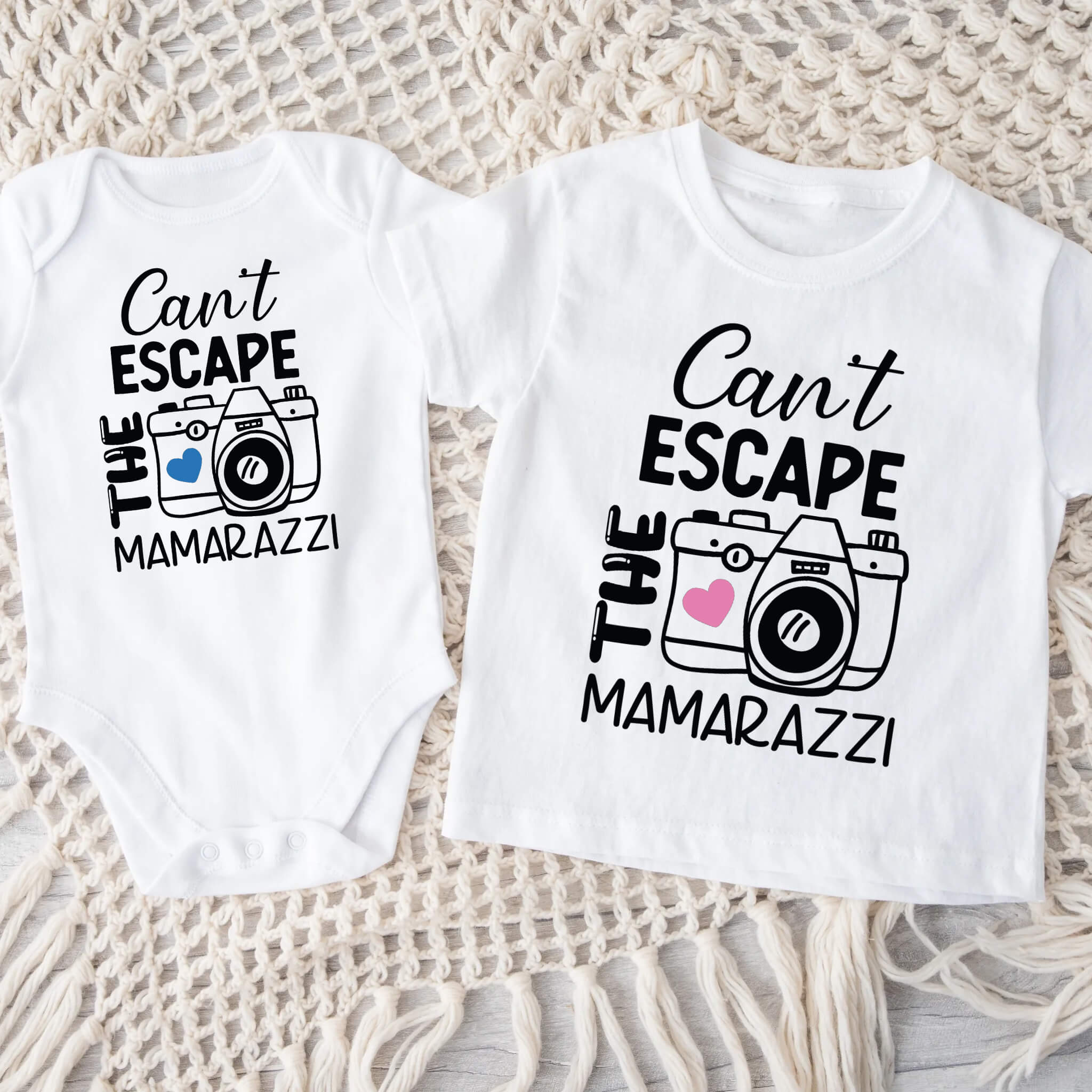 Can't Escape The Mamarazzi Onesie or T-Shirts
