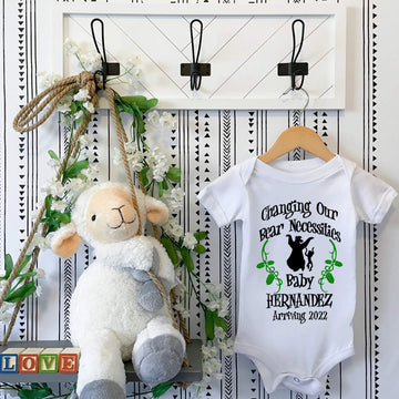 Personalized Pregnancy Announcement, Changing Our Bear Necessities, Jungle Book Inspired, Customizable Onesie