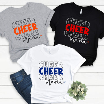 Cheer Mama Mom Girl's Ladies Cheer Camiseta para mujer