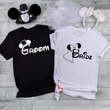 Disney Wedding Matching Minnie Bride and Mickey Groom Shirts TrendyCustomApparel™