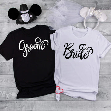 Camisas a juego de Minnie Bride y Mickey Groom de boda de Disney