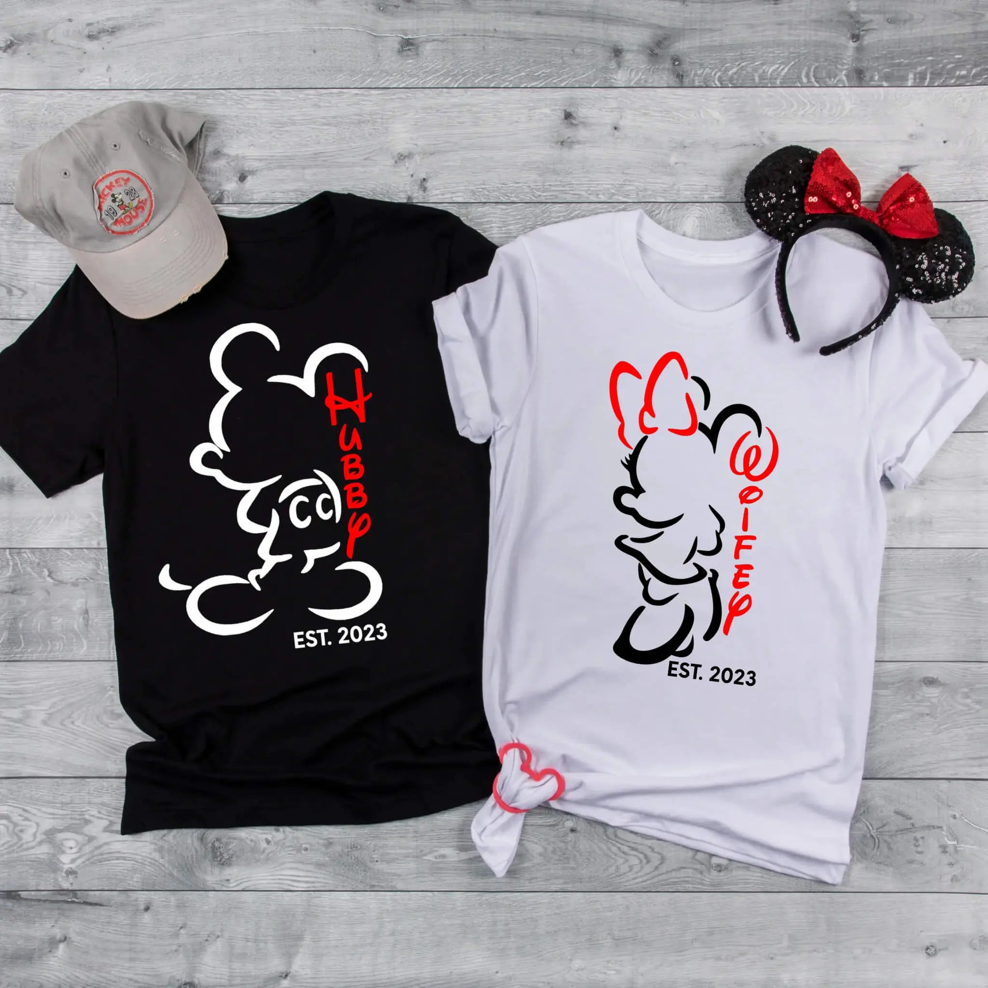Disney Mickey Hubby & Minnie Wifey Matching Personalized Shirts TrendyCustomApparel™