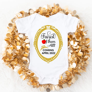 Personalized Pregnancy Announcement, Fairest Of Them All, Snow White Inspired, Customizable Onesie