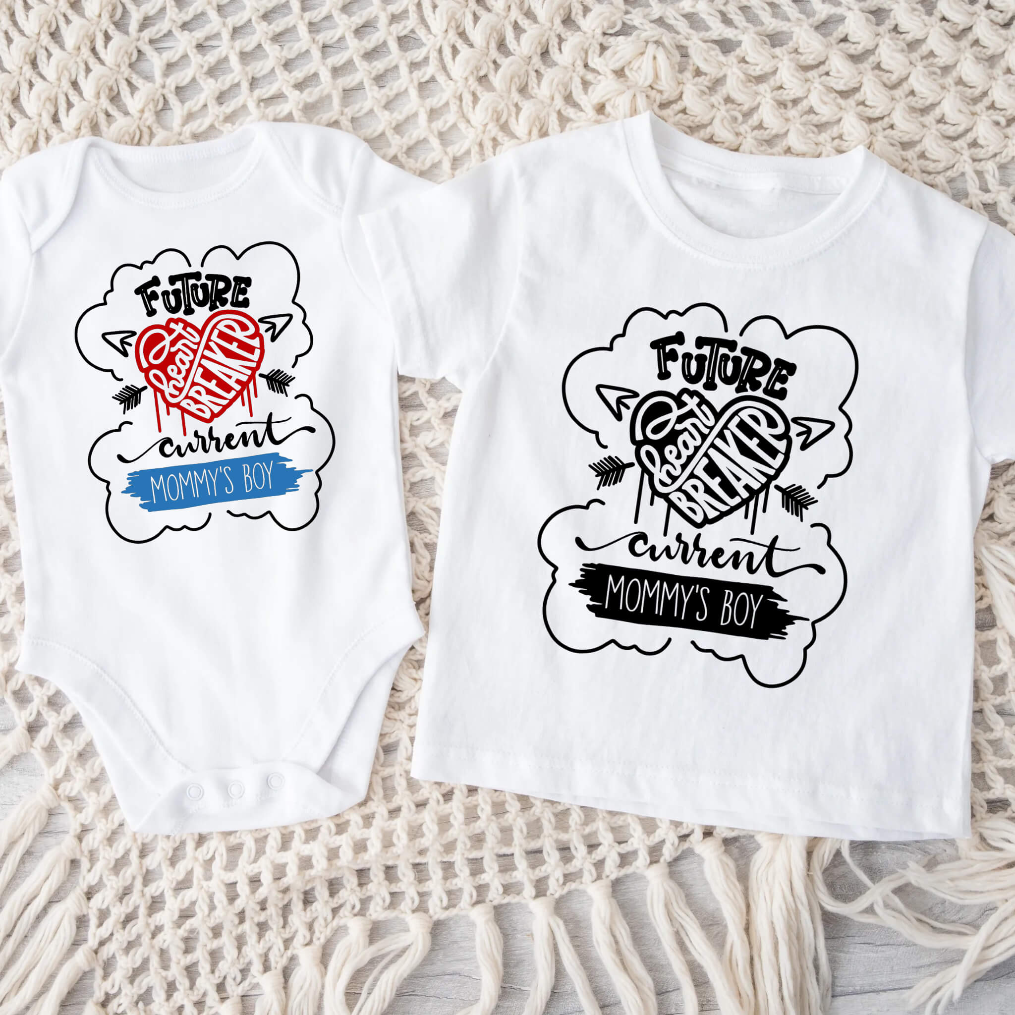 Future Heartbreaker Current Mommy's Boy Baby Onesie Boy's T-Shirt Baby Shower Birthday Christmas Mother's Day Gift