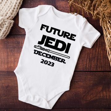 Personalized Pregnancy Announcement, Future Jedi Coming, Star Wars Inspired, Customized Baby Announcement Onesie