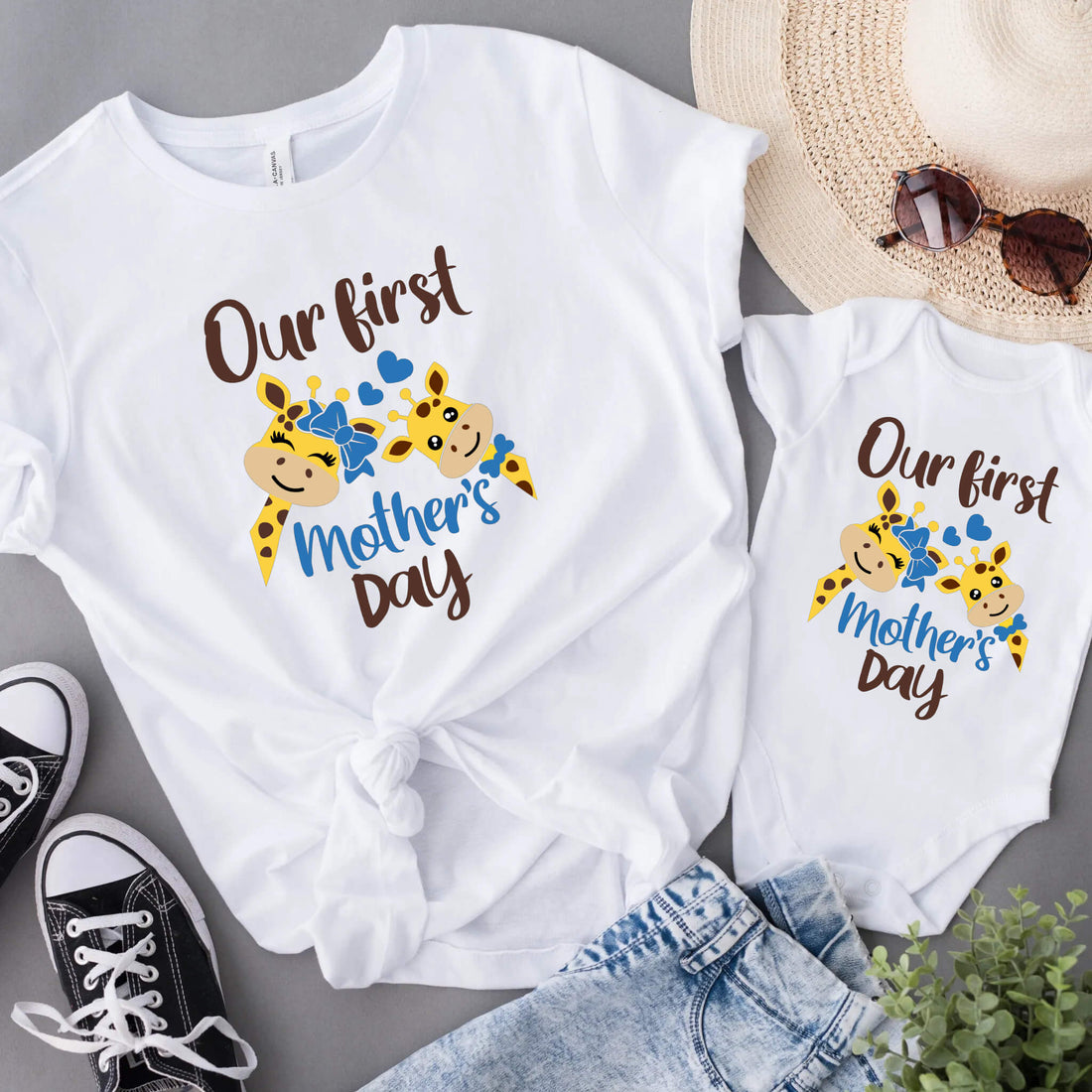 Our First Mother's Day Matching Giraffe Mommy & Me Women's T-Shirt