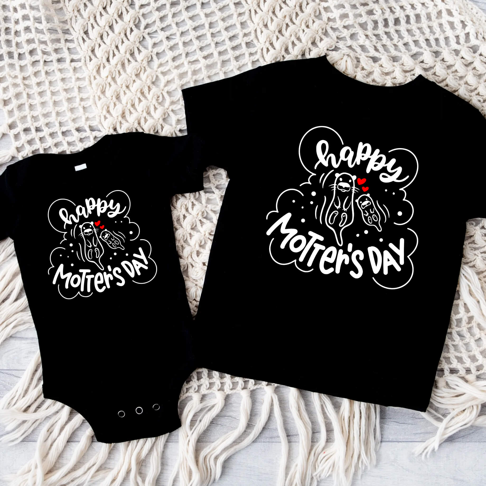 Happy Motter's Day Cute Otter Onesie or T-Shirts