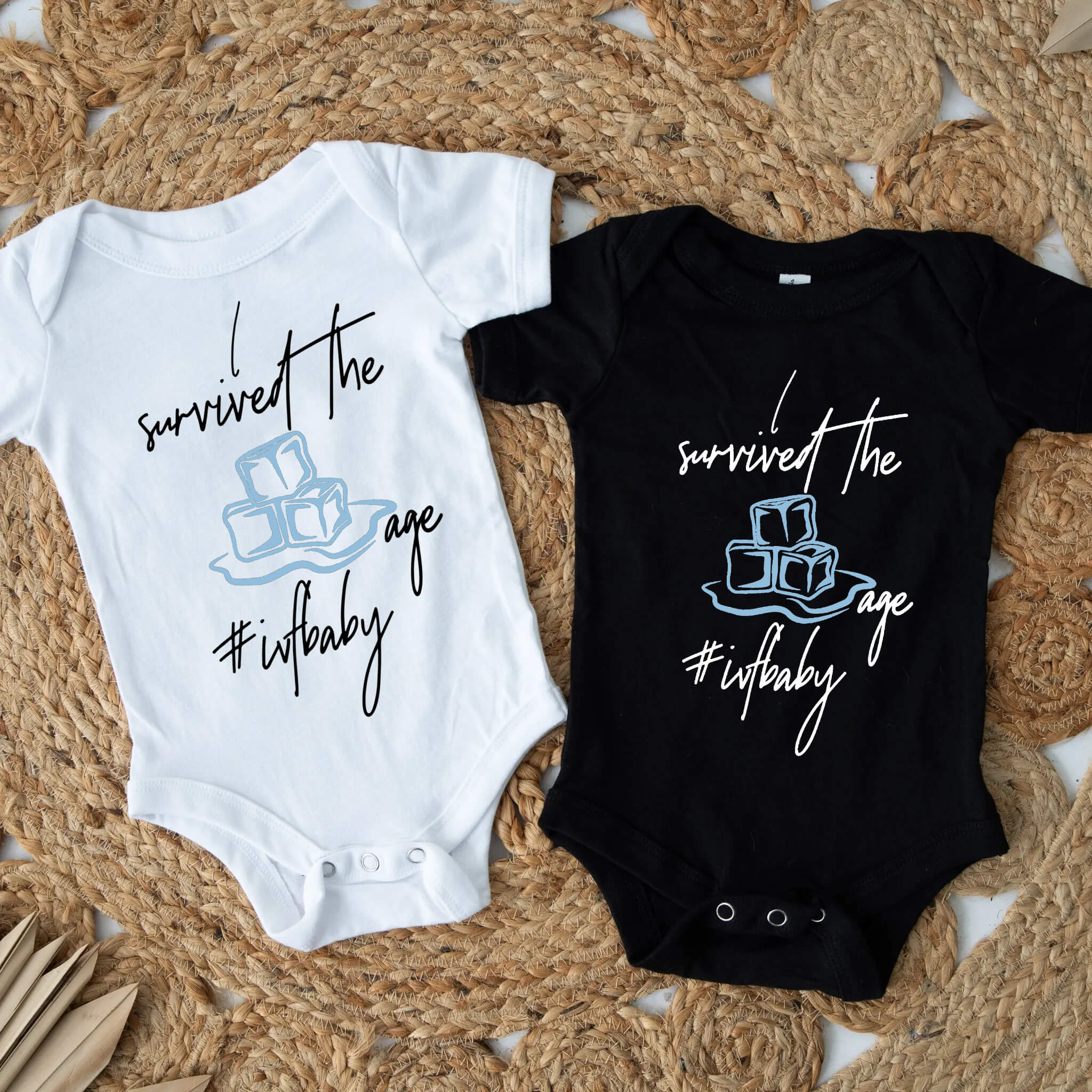 Personalized Pregnancy Announcement, IVF I Survived The Ice Age, Dad, Grandma, Grandpa, Auntie, Uncle To Be, Customized Baby Announcement Onesie