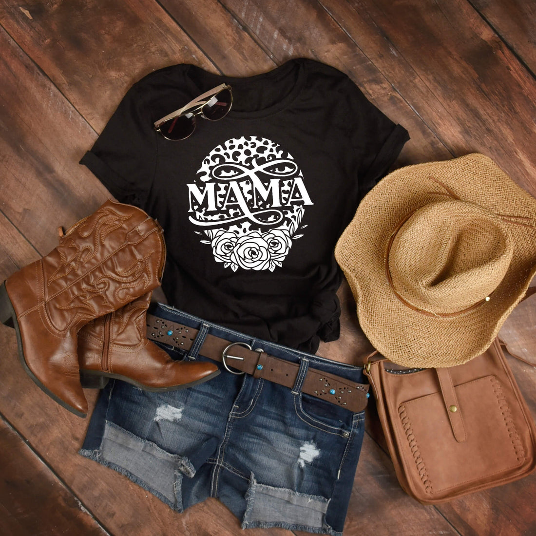 Leopard Mama Floral Country Western Rustic Mom - Camiseta para el día de la madre