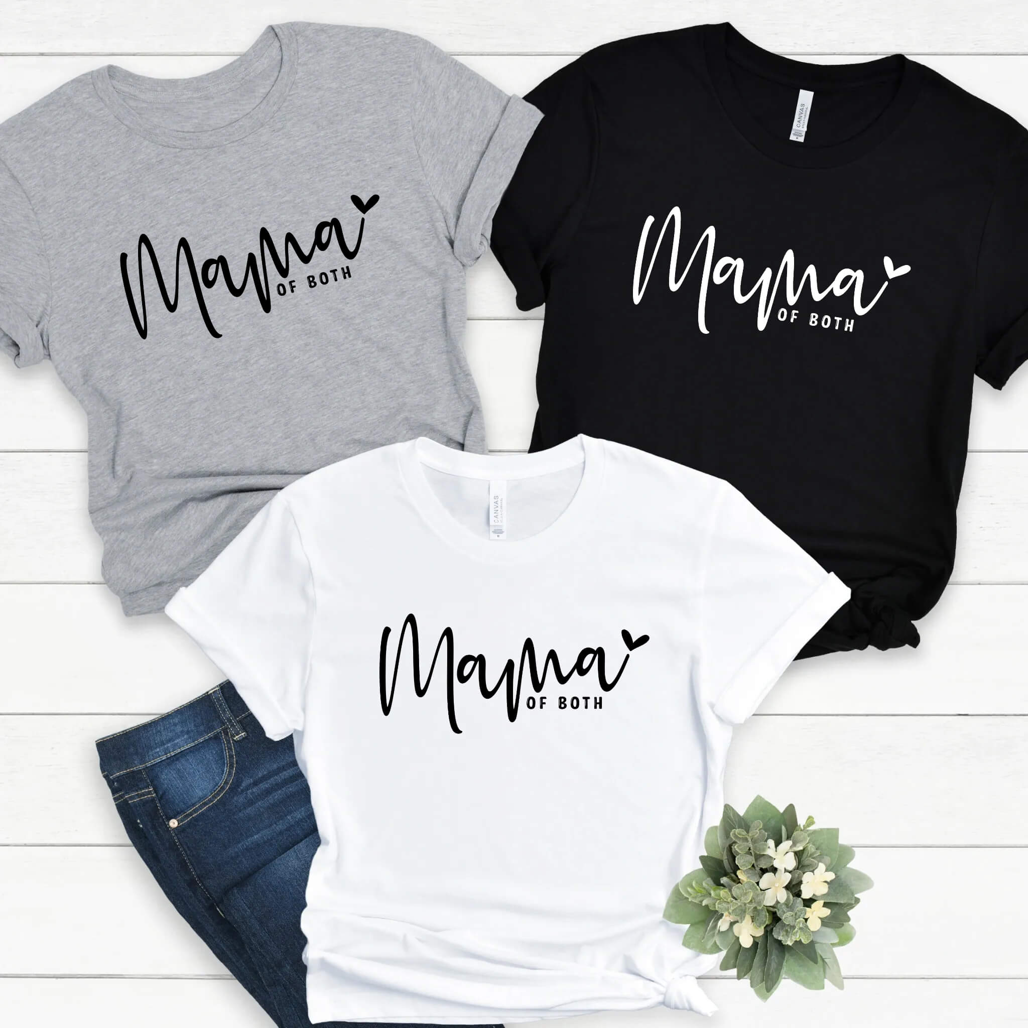 Mama Mom Of Both Girl's Ladies Women's Personalize Custom T-Shirt
