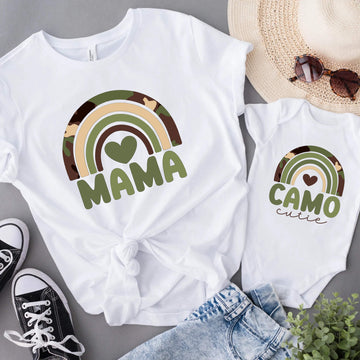 Camiseta de mujer Camo Rainbow Mommy &amp; Me a juego