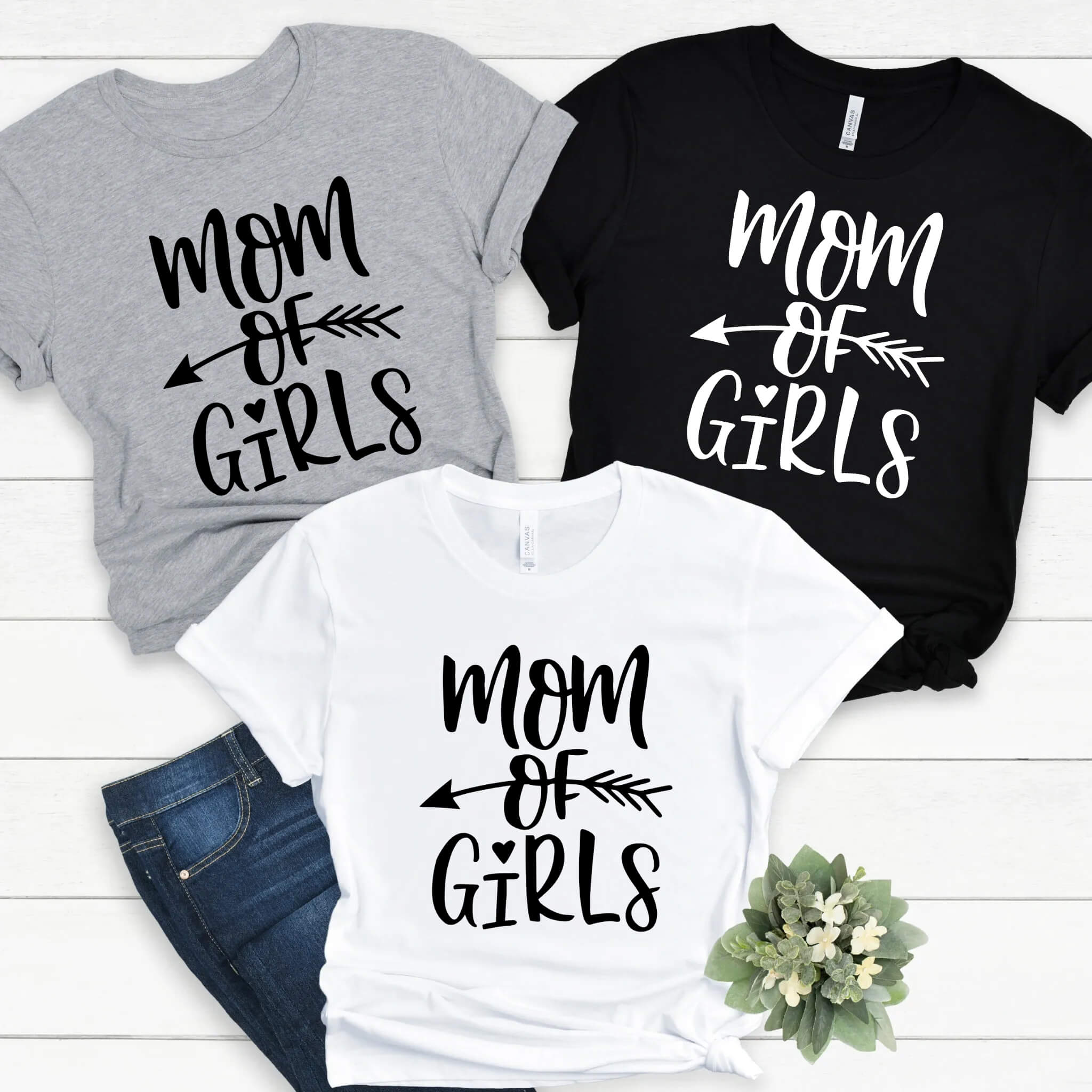 Mom of Girls Mama Girl's Ladies Women's Personalize Custom T-Shirt