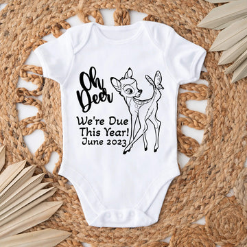 Personalized Pregnancy Announcement, Oh Deer We’re Due This Year, Disney Bambi Inspired, Customized Baby Announcement