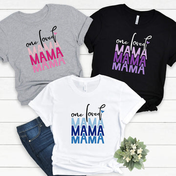 One Loved Mama Girl's Ladies Women's Personalize Custom T-Shirt