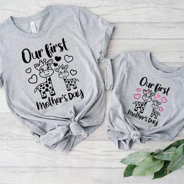 Our First Mother's Day Matching Giraffe's Mommy & Me Women's T-Shirt