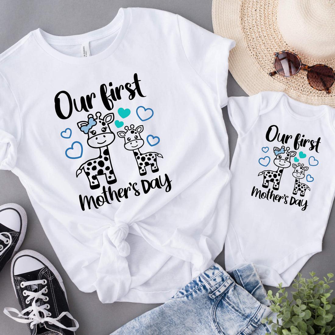 Our First Mother's Day Matching Giraffe's Mommy & Me Women's T-Shirt