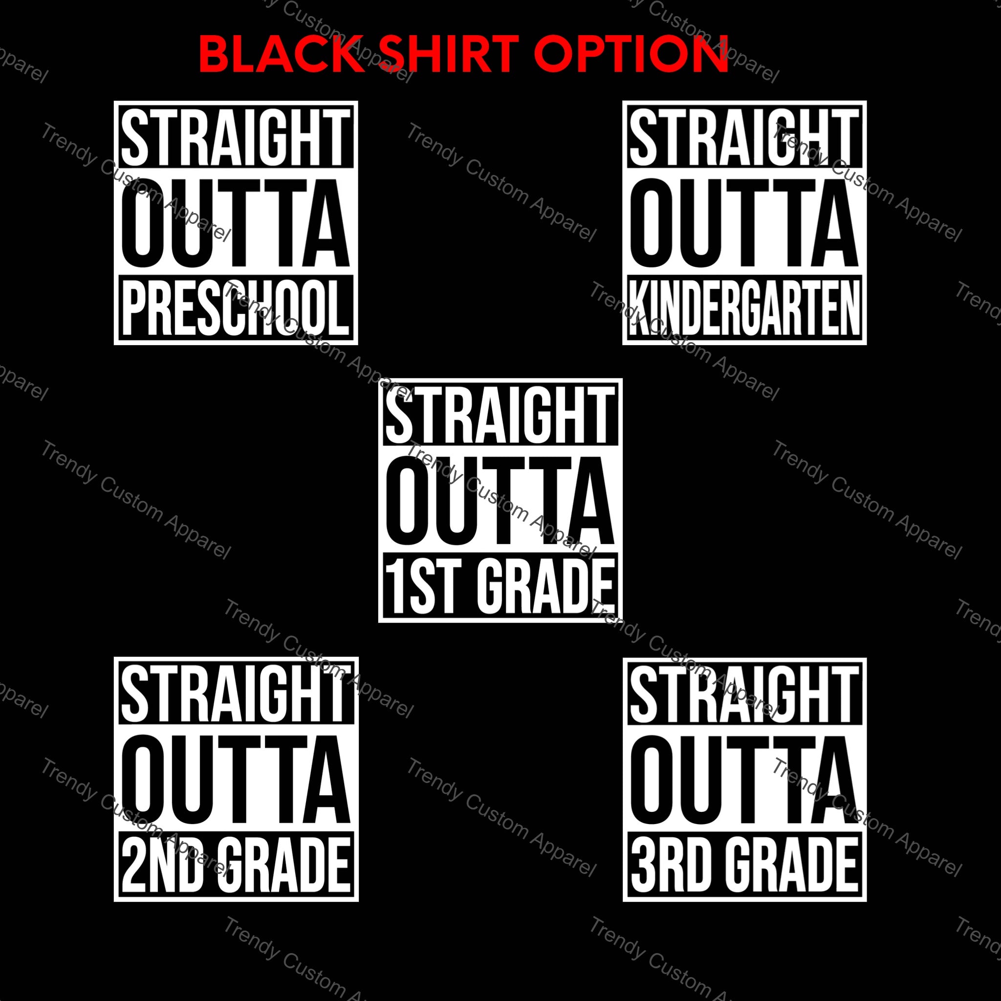 Straight Outta School Graduation Kid’s Boy’s Girl’s Unisex Customizable Graphic Print T-Shirt