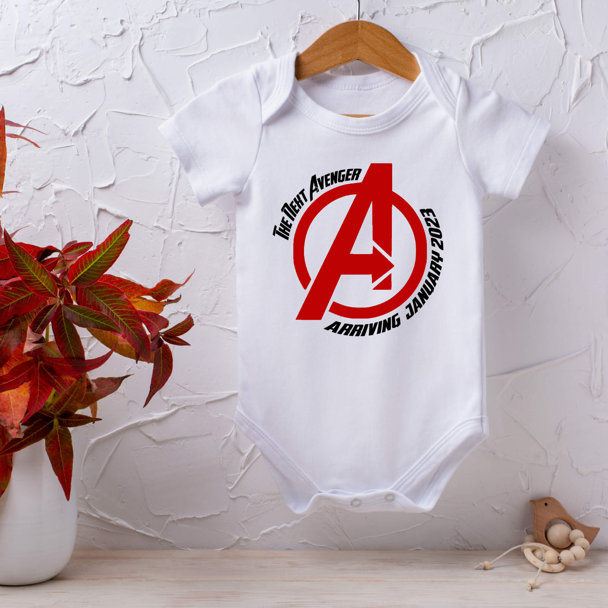 Personalized Pregnancy Announcement The Next Avenger is Coming, Superhero Avengers Themed Customizable Onesie
