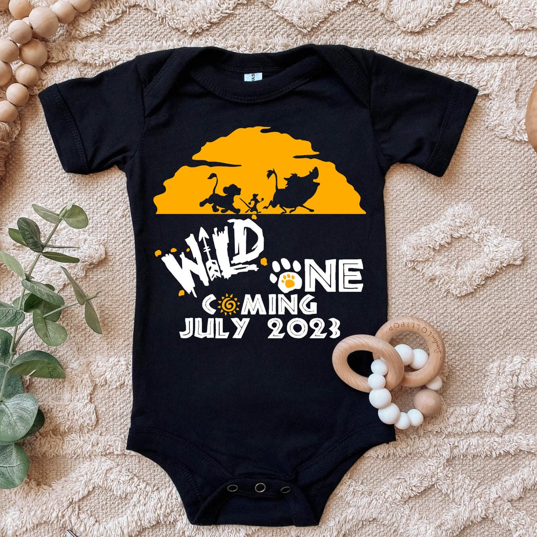 Personalized Pregnancy Announcement, Wild One Coming, Lion King Inspired, Customized Baby Announcement Onesie